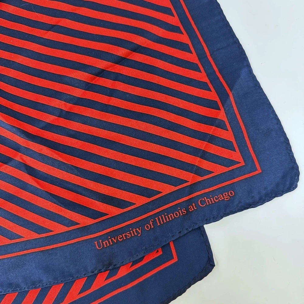 University of‎ Illinois at Chicago Striped Silk Scarf Red Navy 15 x 47